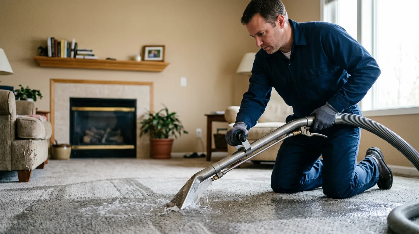 Water damage restoration technician working near Kernville, CA